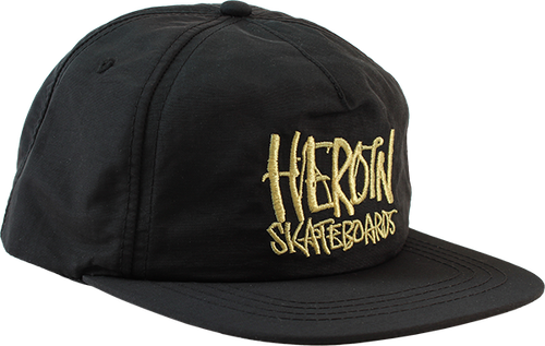 Hero In Script Heroin Script Nylon Hat Adj-Blk/Gold | Boardparadise.com