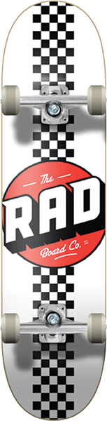 Rad Checker Stripe Skateboard Complete 7.75 Wht/Blk