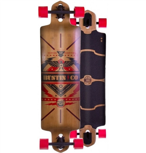 Bustin Ibach Bamboo Skateboard Longboard Complete Black Red 38.5 |  Boardparadise.com