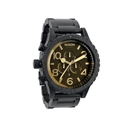 Nixon 51-30 Chrono Matte Black Orange Tint Watch | Boardparadise.com