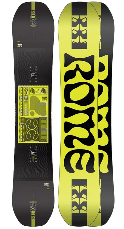 Rome Mechanic Snowboard Black Yellow 157 Wide | Boardparadise.com