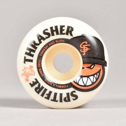 スケートボード SPITFIRE WHEELS THRASHER 54mm 99a Spitfire Thrasher F4 City Radial Wheels Set White Orange 54Mm/99A