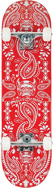 Speed Demons Bandana Skateboard Complete-7.75 Red/Wht