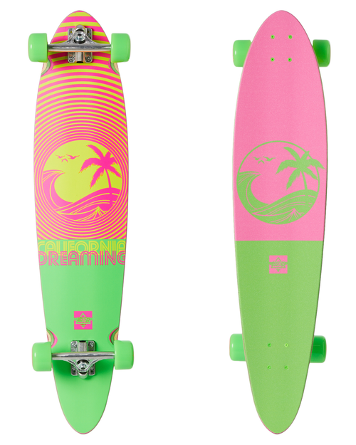 Dusters Dreaming Longboard Skateboard Green Pink 40" | Boardparadise.com