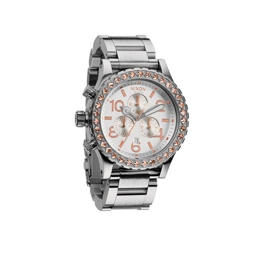 Nixon 42-20 Chrono Crystal Watch Silver Gold | Boardparadise.com