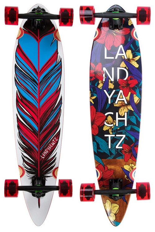 Landyachtz Maple Chief Floral Skateboard Complete Blue Red