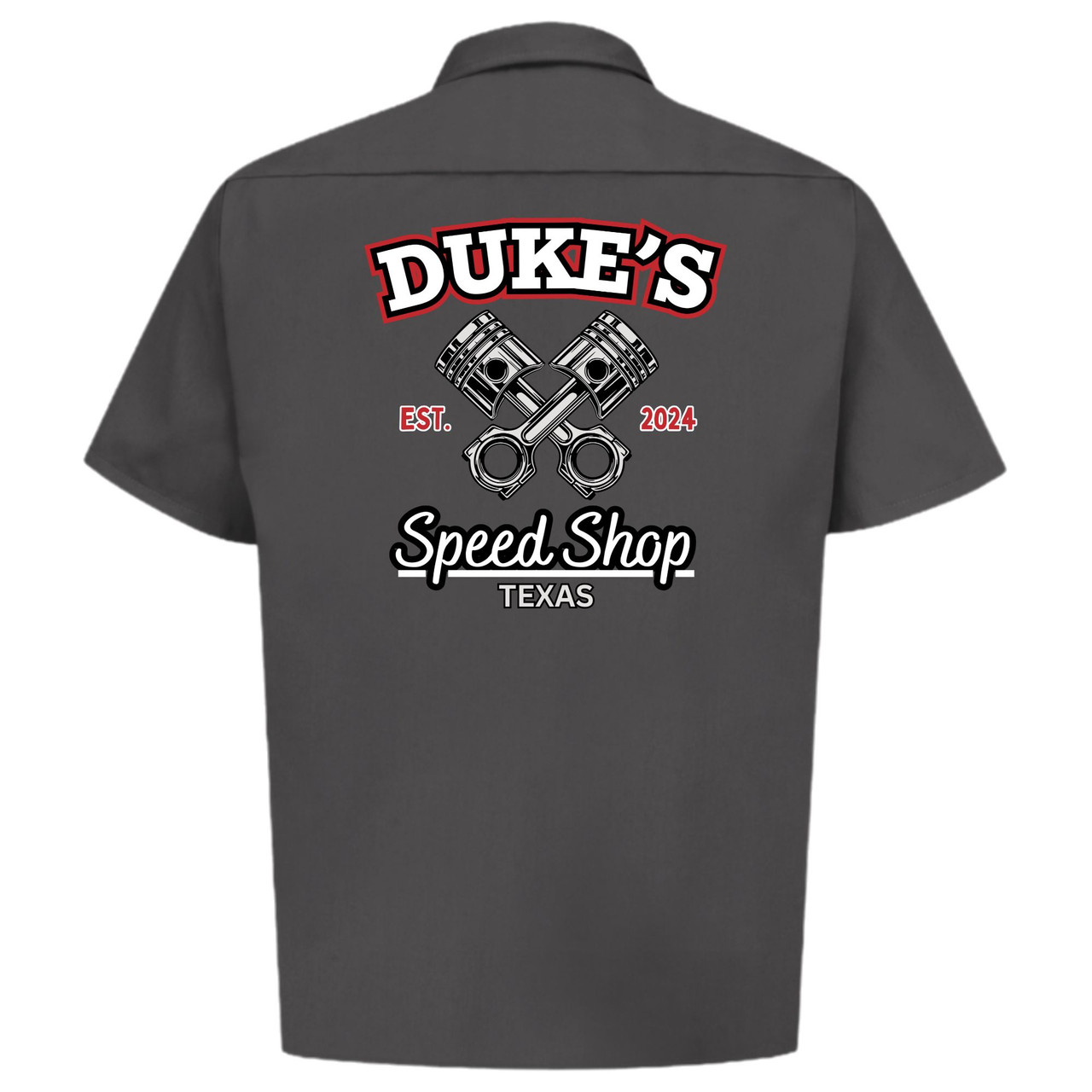 【EZKATON】★男女兼用★25SS SCREEN HOOD CHECK SHIRTS Duke's Speed Shop Logo Mechanic's Work Shirt (Charcoal)