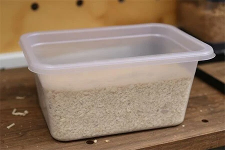 Clear plastic tote box perfect for using as a monotub for growing gourmet mushrooms
