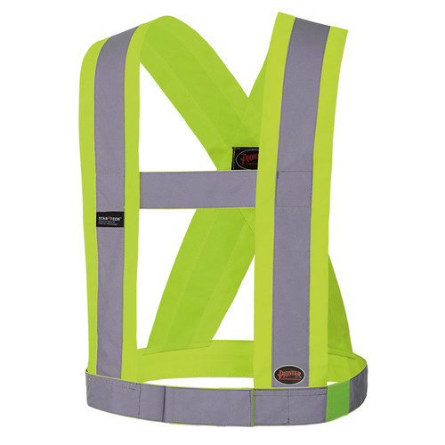 Adjustable Hi-Vis Premium Elastic Safety Sash - CSA - Pioneer Startech - 5492