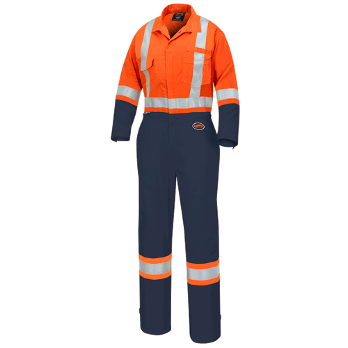 2-Tone Women's Polyester/Cotton Safety Coverall - Orange/Navy 5514WBB   Safety Supply Canada