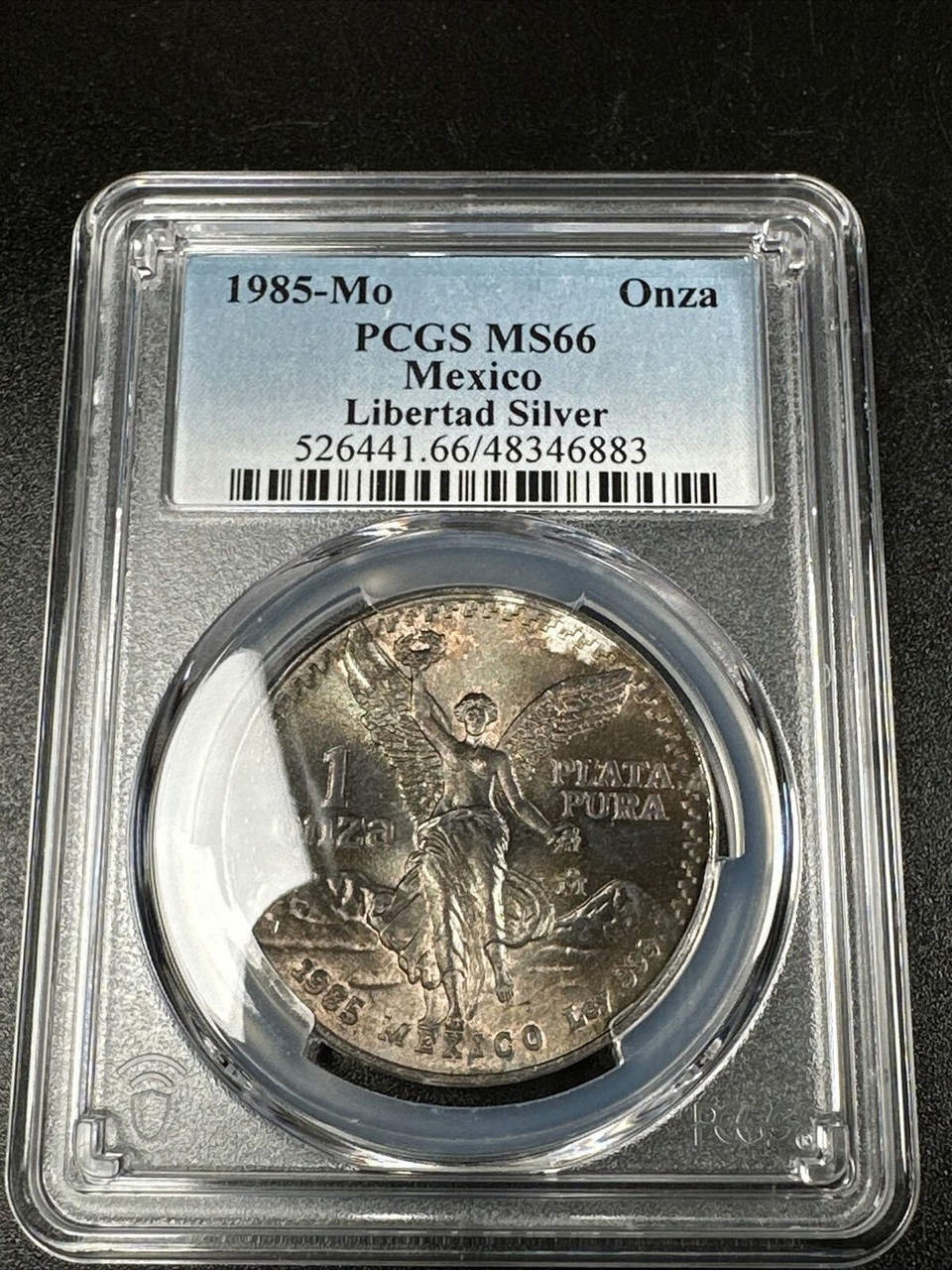 Toned 1985-Mo Onza Libertad 1 Oz Silver Mexico PCGS MS66 Graded