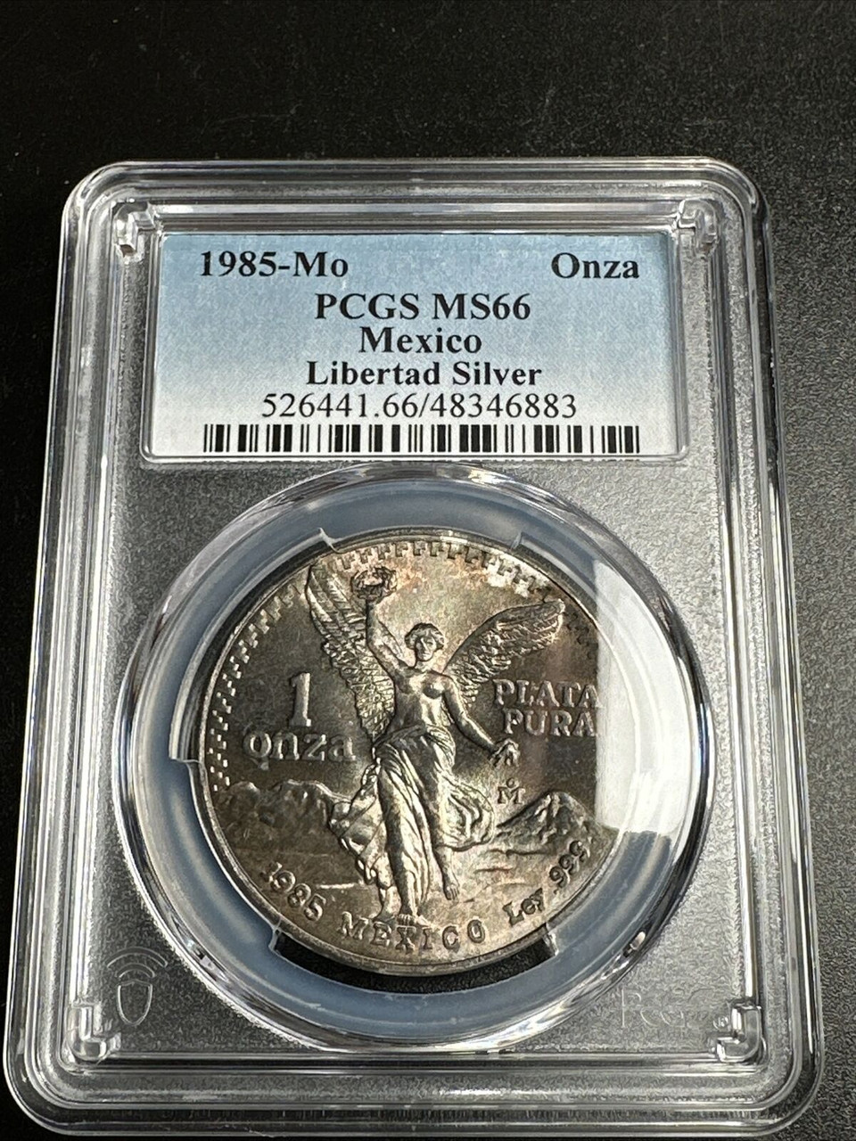 Toned 1985-Mo Onza Libertad 1 Oz Silver Mexico PCGS MS66 Graded