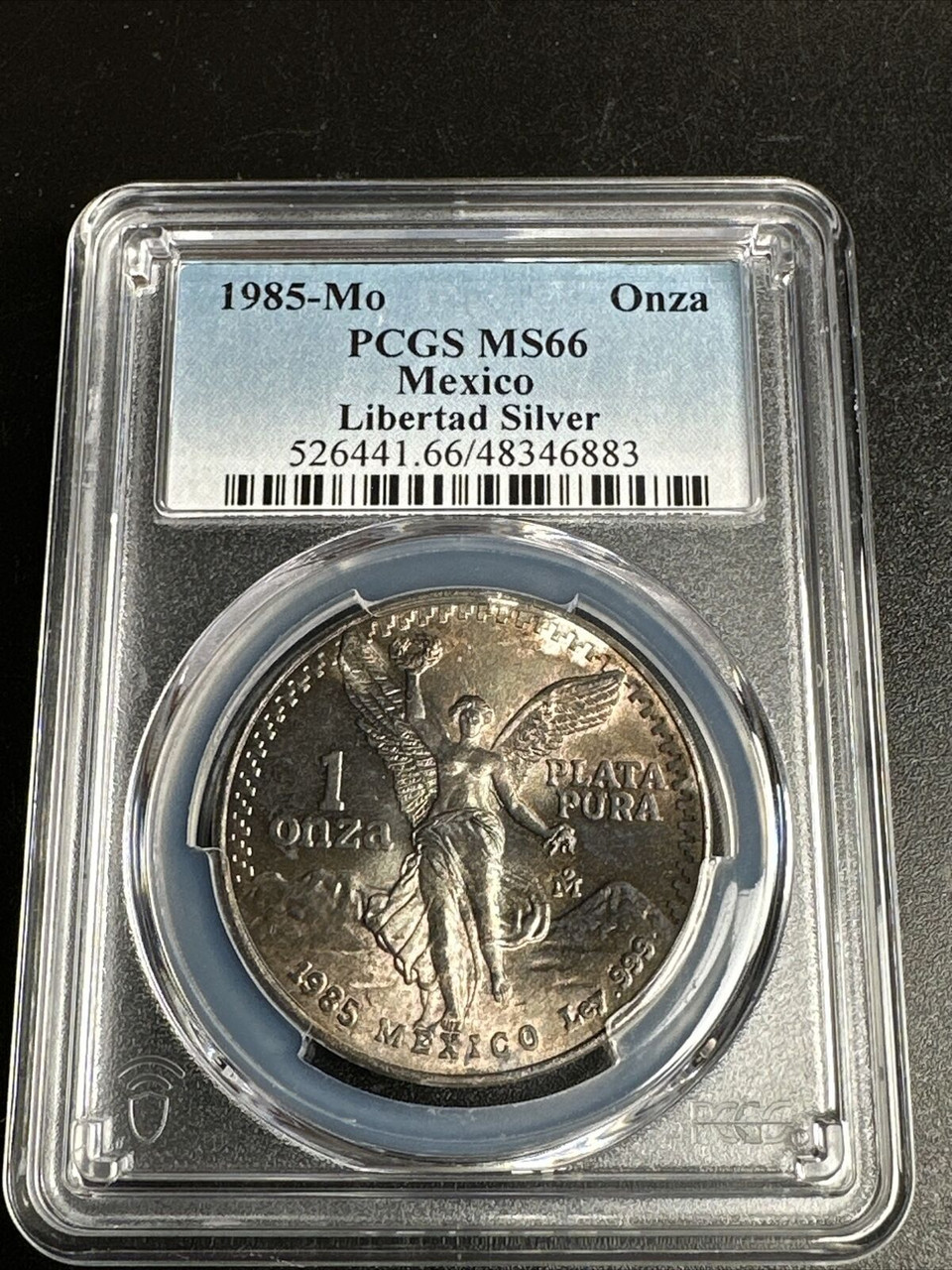 Toned 1985-Mo Onza Libertad 1 Oz Silver Mexico PCGS MS66 Graded