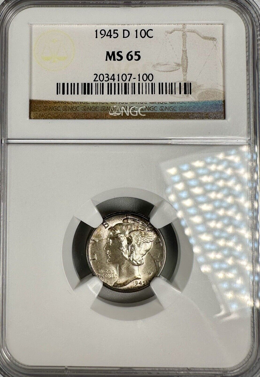 1945-D Mercury Dime NGC MS65 - Vibrant Original Toning Gem - Tommy
