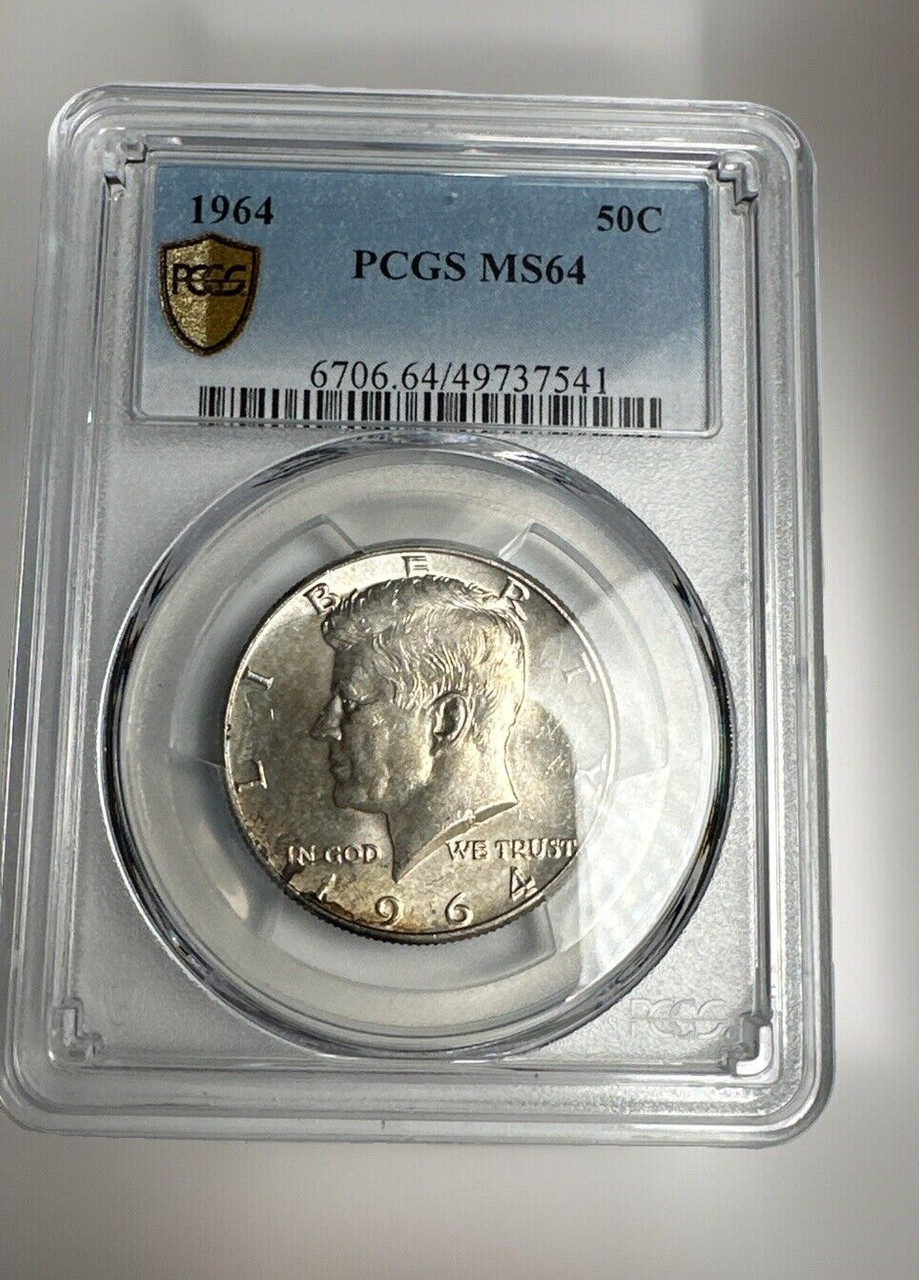 f*i様 1964年 ジョン・ケネディ PCGS MS64 銀90% 銅10% 1964 90% PCGS TruView Gold Shield Kennedy Half Dollar Amazing