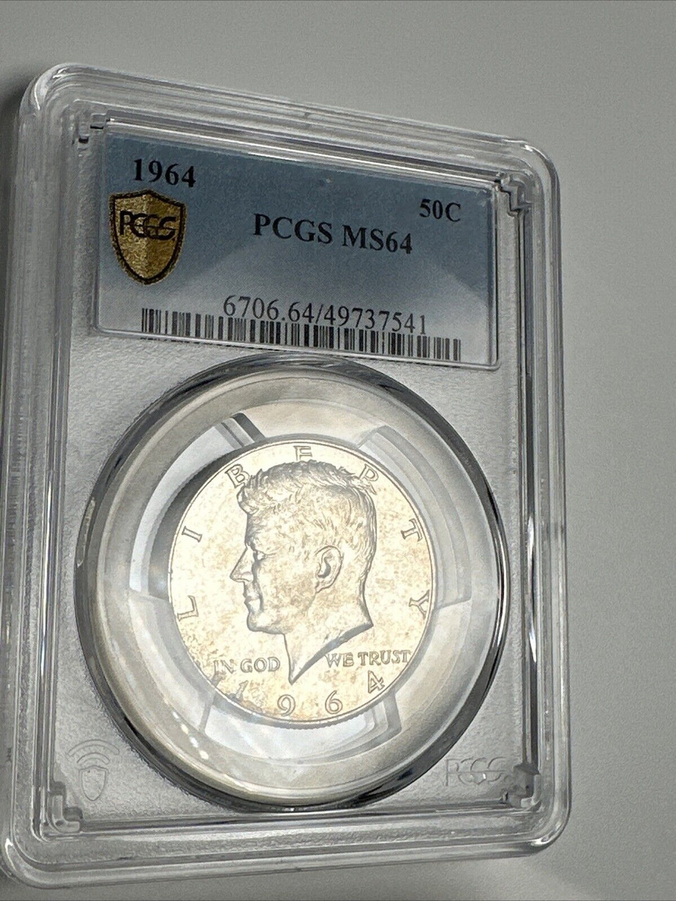 1964 90% PCGS TruView Gold Shield Kennedy Half Dollar Amazing