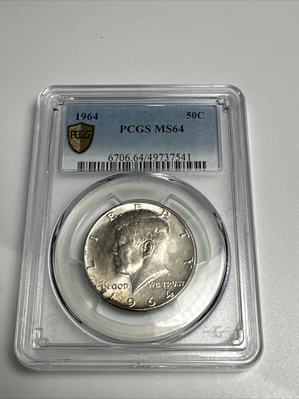 1964 90% PCGS TruView Gold Shield Kennedy Half Dollar Amazing