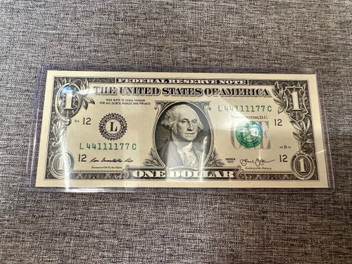 Fancy Serial Number 44111177  -  2013 San Francisco $1 Federal Reserve Note - CU