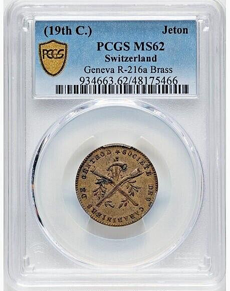 1847 Sw-Glarus Jeton St. Fridolin Counterstamp PCGS MS61 R-242c