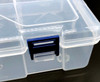 Large storage box with dividers, clear polypropylene 11.81x7.8x2.48in