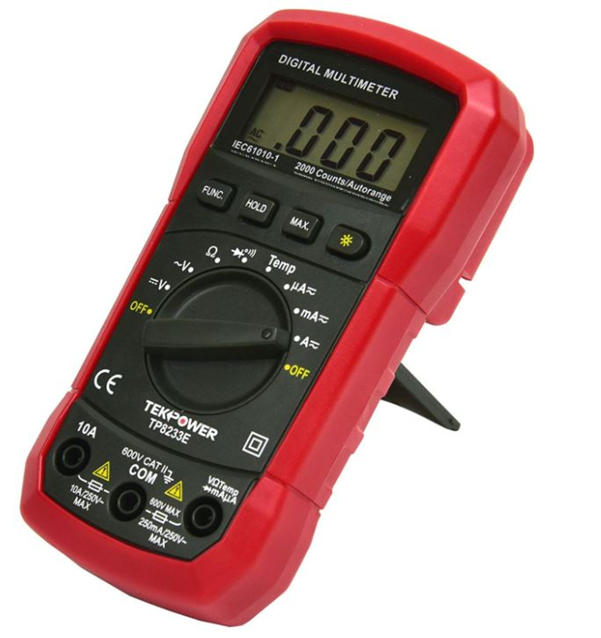 TekPower TP8233E Digital Multimeter AC DC Voltage Current Temperature Resistance Tester Ohmmeter