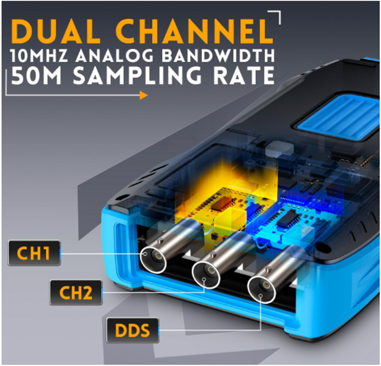FNIRSI 2C53T 2-Channel Oscilloscope and DDS Signal Generator, 50MHz, 250 MS/s sample rate FNIRSI 2C53T 2-Channel Oscilloscope and DDS Signal Generator, 50MHz, 250 MS/s sample rate