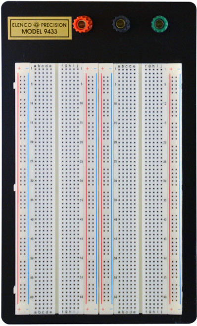 Elenco 1660 Tie Points - 252 Separate 5 Point Terminals, 8 Horizontal Bus Lines of 50 Test Points Each, Binding Posts Coded Black; Red and Green