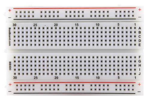 Busboard BB400 - Grid reference numbers every 5 columns and grid reference lettering in all caps, consistent across our BreadBoard line to provide clear and easy to read hole legends. All letters and numbers are horizontal for easy reading.