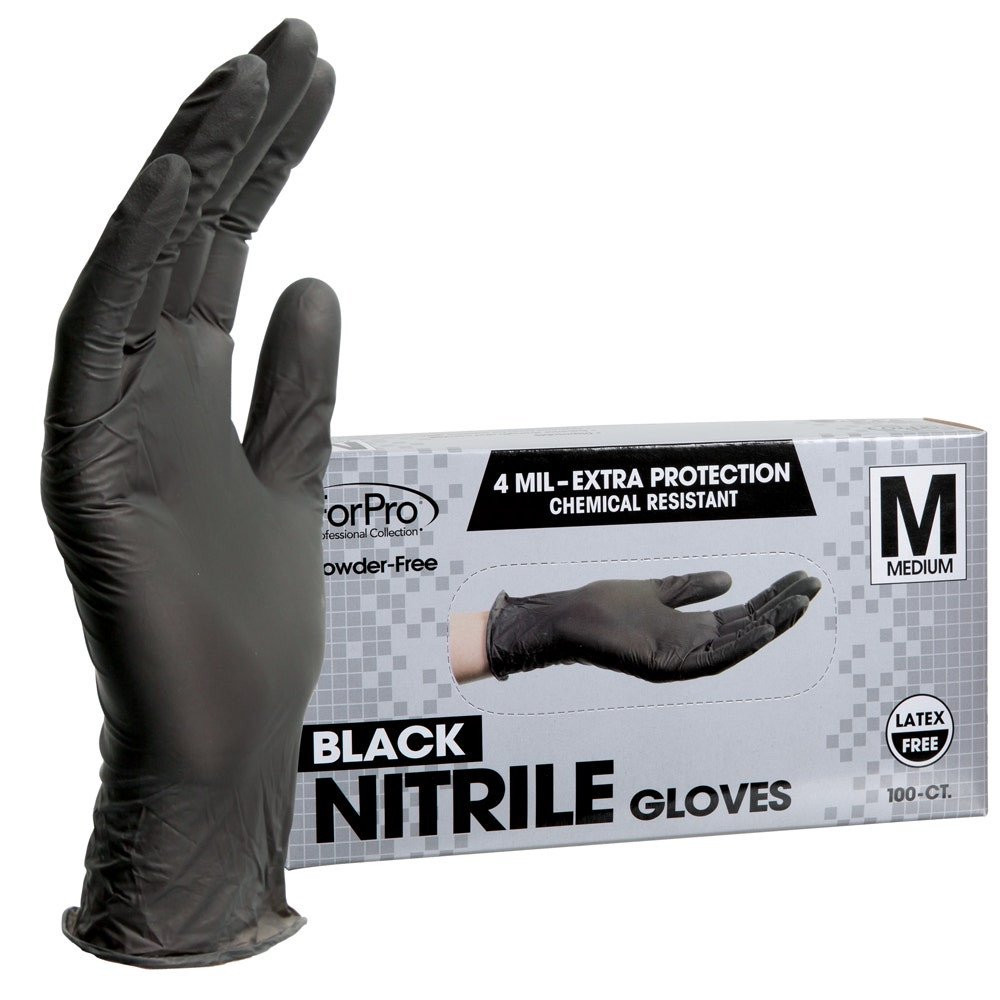 ForPro Black Nitrile Gloves 4 Mil. Medium 100-Count | TNG Worldwide