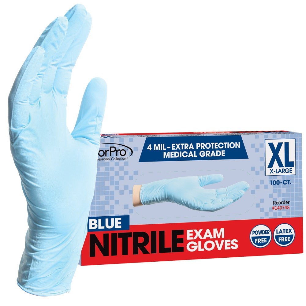 ForPro Blue Nitrile Exam Gloves 4 Mil. X-Large 100-Count - TNG