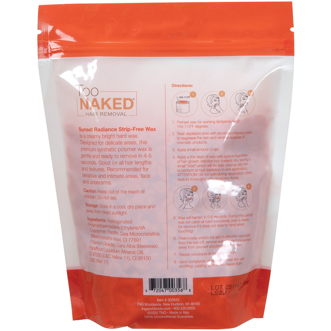 Too Naked Sunset Radiance Strip-Free Wax, 1 pound - TNG Worldwide