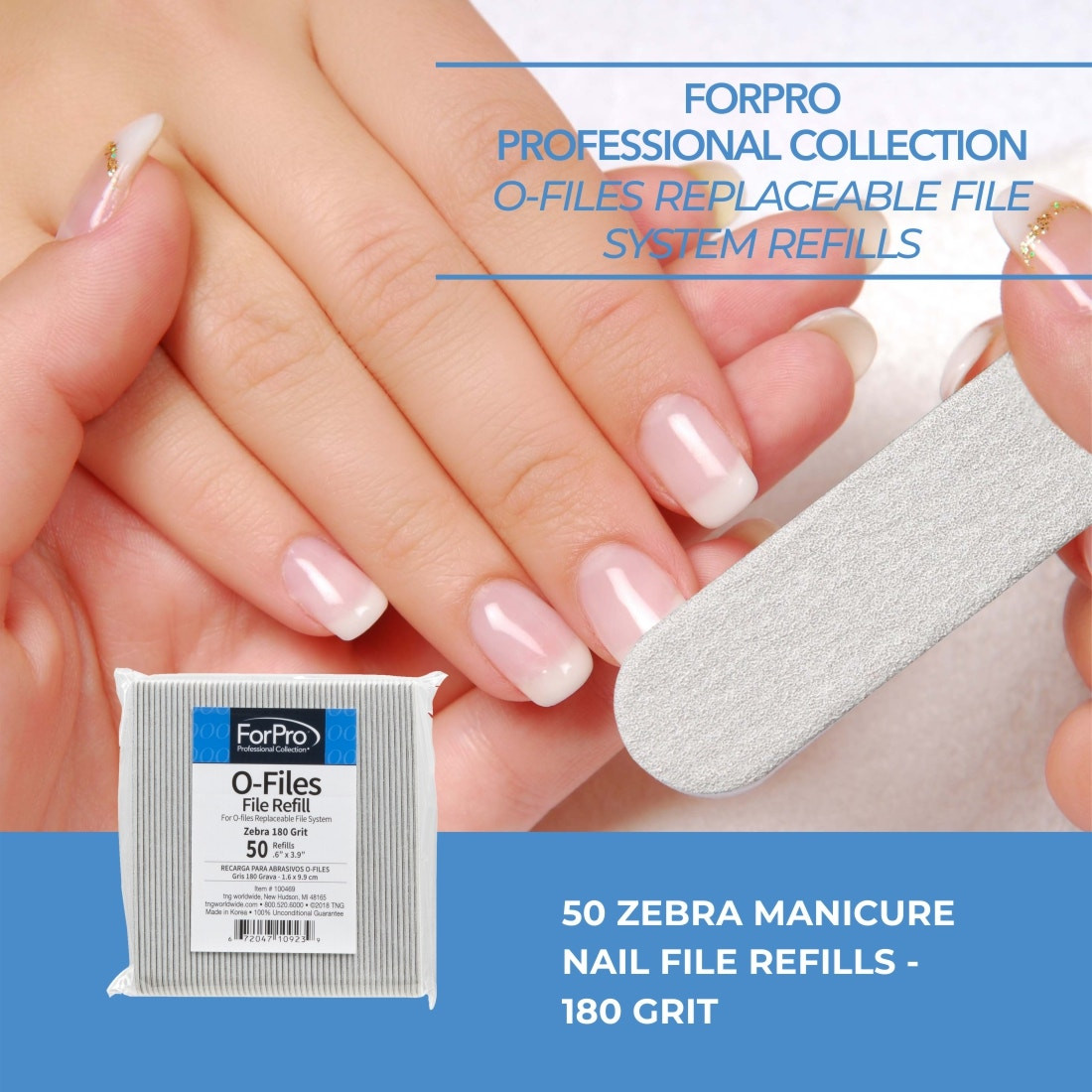 ForPro O-Files Replaceable Mani File System Refills Zebra 180 Grit