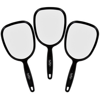 ForPro Classic Hand Mirrors, Black, Compact, 5” W x 10.5” L, 3-Count