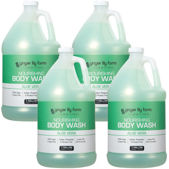 Ginger Lily Farms Club & Fitness Aloe Vera Nourishing Body Wash, 1 Gallon (Case of 4)