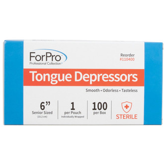 ForPro Senior Tongue Depressors, Smooth Wood, Odorless and Tasteless, Individually-Wrapped, 6” L, 100-Count 