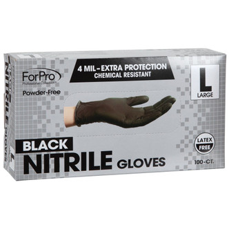 ForPro Black Nitrile Gloves 4 Mil. Large 100-Count