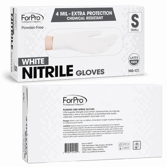 ForPro White Nitrile Gloves 4 Mil. Small 100-Count