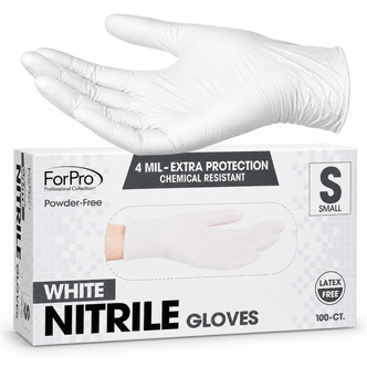 ForPro White Nitrile Gloves 4 Mil. Small 100-Count