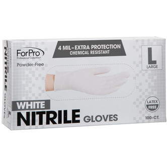 ForPro White Nitrile Gloves 4 Mil. Large 100-Count