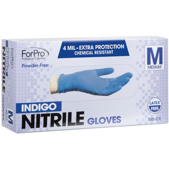ForPro Indigo Nitrile Gloves Powder-Free 4 Mil. Medium 100-Count