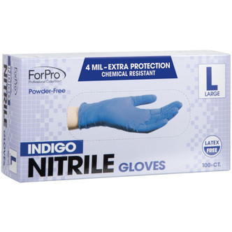 ForPro Indigo Nitrile Gloves Powder-Free 4 Mil. Large 100-Count