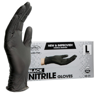 ForPro Black Nitrile Gloves 4 Mil. Large 100-Count 10pk