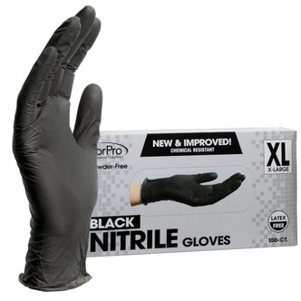 ForPro Black Nitrile Gloves 4 Mil. X-Large 100-Count 10pk