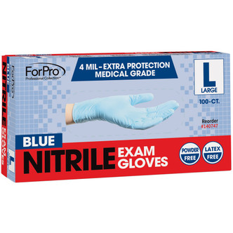 ForPro Blue Nitrile Exam Gloves 4 Mil. Large 100-Count