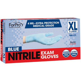 ForPro Blue Nitrile Exam Gloves 4 Mil. X-Large 100-Count