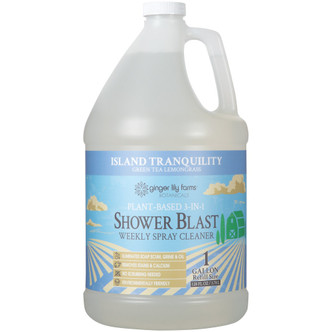 Ginger Lily Farms Botanicals Plant-Based 3-in-1 Shower Blast Weekly Spray Cleaner, Island Tranquility, 1 Gallon