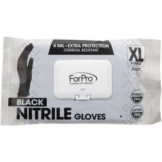 ForPro Black Nitrile Gloves 4 Mil. X-Large 30-Count