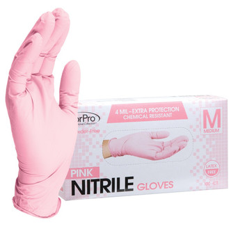 ForPro Pink Nitrile Glove M 100-ct