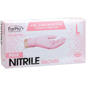 ForPro Pink Nitrile Glove L 100-ct