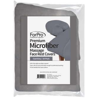 ForPro Premium Microfiber Massage Face Rest Cover Cool Grey, 10 pack